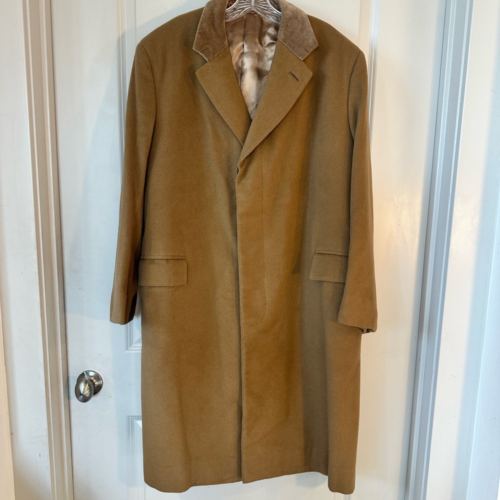 Vintage 70’s Quiet Luxury Camel Tan Cashmere Overcoat/Trench, M/L